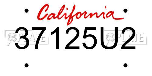 37125U2 California License Plate