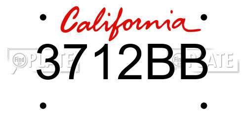 3712BB California License Plate