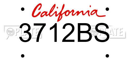 3712BS California License Plate