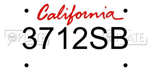 3712SB California License Plate