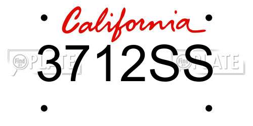 3712SS California License Plate