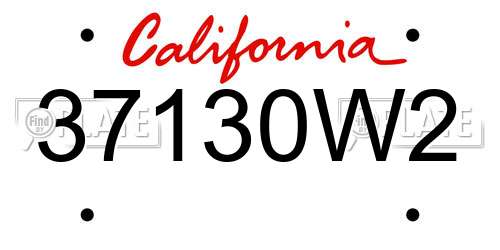 37130W2 California License Plate