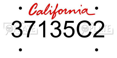 37135C2 California License Plate