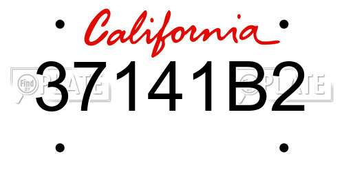37141B2 California License Plate
