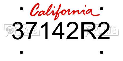 37142R2 California License Plate