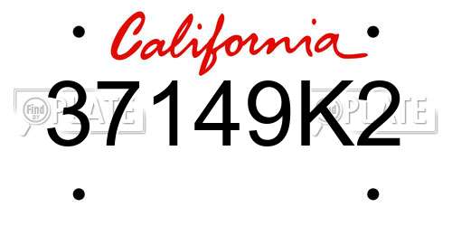 37149K2 California License Plate