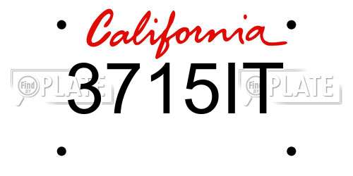 3715IT California License Plate