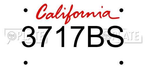 3717BS California License Plate