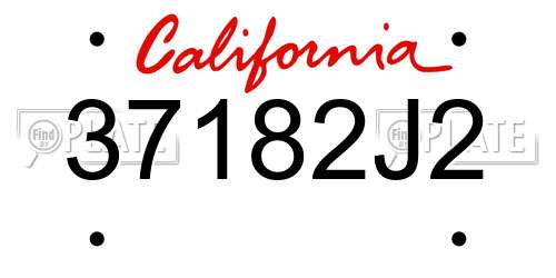 37182J2 California License Plate