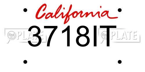 3718IT California License Plate