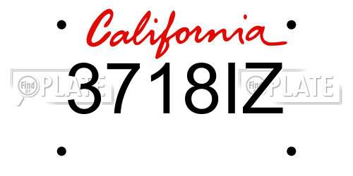 3718IZ California License Plate