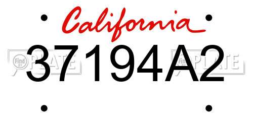 37194A2 California License Plate