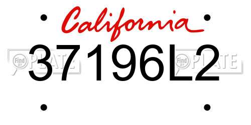 37196L2 California License Plate