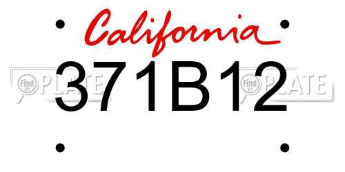 371B12 California License Plate