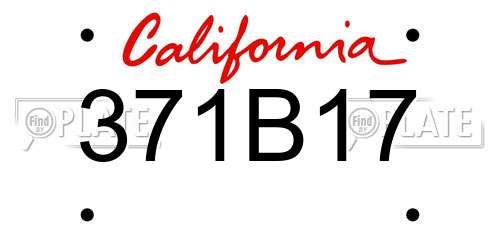 371B17 California License Plate