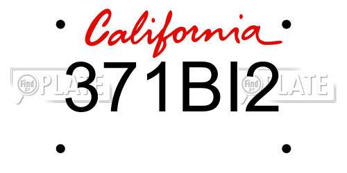 371BI2 California License Plate