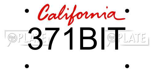 371BIT California License Plate
