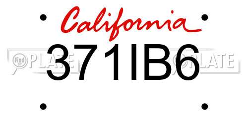371IB6 California License Plate