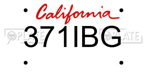 371IBG California License Plate