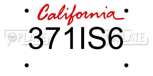 371IS6 California License Plate