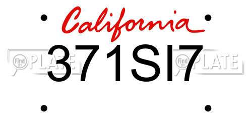 371SI7 California License Plate