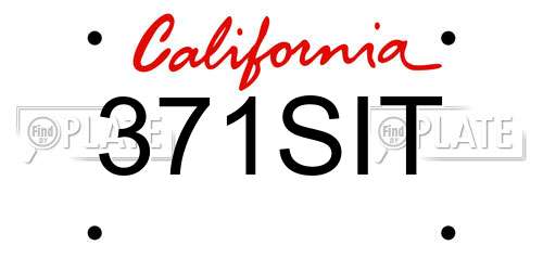 371SIT California License Plate