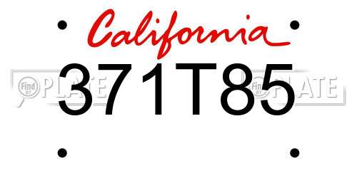 371T85 California License Plate