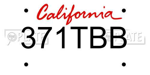 371TBB California License Plate
