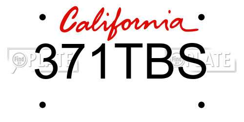 371TBS California License Plate
