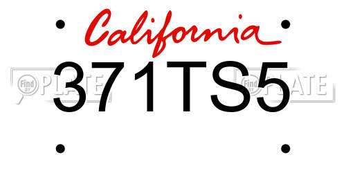 371TS5 California License Plate