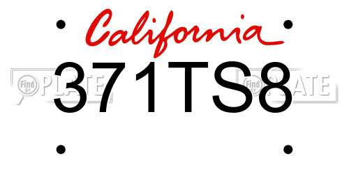 371TS8 California License Plate