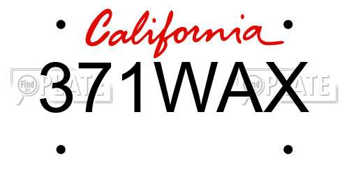 371WAX California License Plate