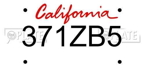 371ZB5 California License Plate