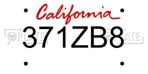 371ZB8 California License Plate