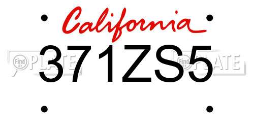 371ZS5 California License Plate