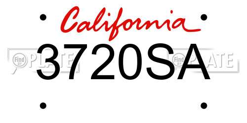 3720SA California License Plate