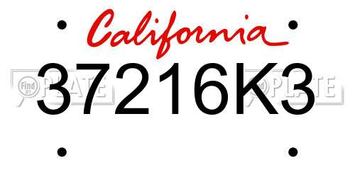 37216K3 California License Plate