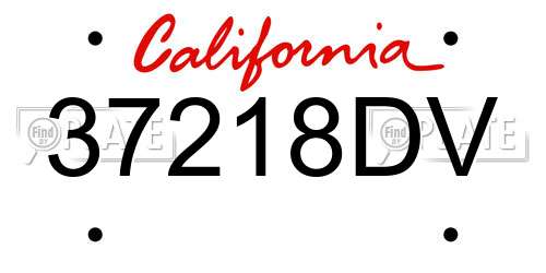 37218DV California License Plate