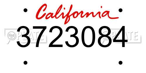 3723084 California License Plate