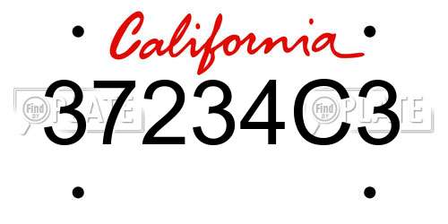 37234C3 California License Plate