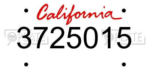 3725015 California License Plate