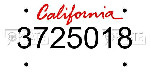 3725018 California License Plate