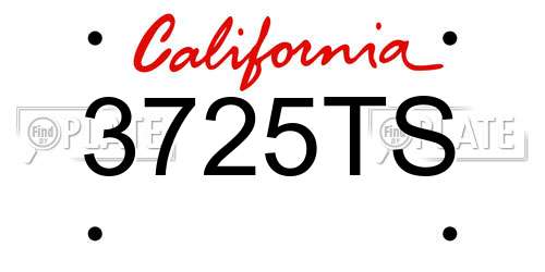 3725TS California License Plate