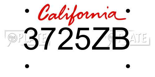 3725ZB California License Plate