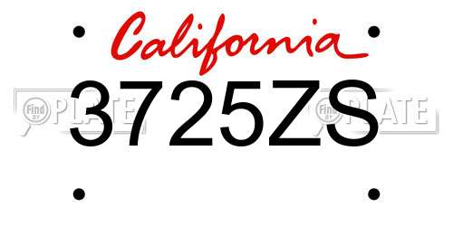 3725ZS California License Plate