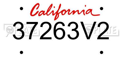 37263V2 California License Plate