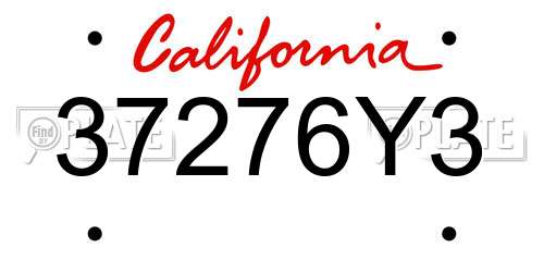 37276Y3 California License Plate