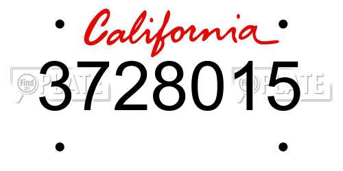 3728015 California License Plate