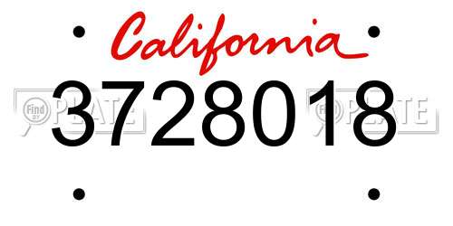 3728018 California License Plate