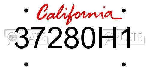 37280H1 California License Plate
